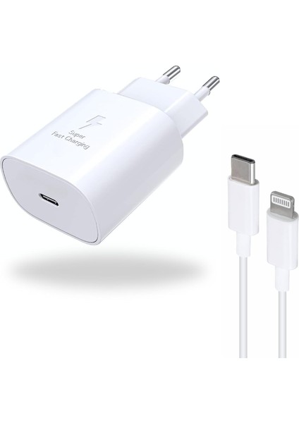 Watt Hızlı Şarj Seti, Type-C Adaptör ve Type C & Lightning Şarj Kablosu, Type-C To Lightning Kablo, iPhone Uyumlu