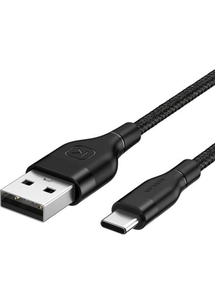 Nylon USB Type C 3.0 Hızlı Şarj USB Şarj Kablosu 1metre Siyah
