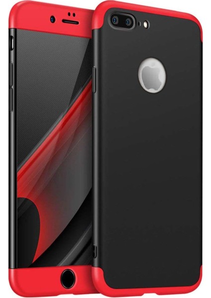 Apple iPhone 8 Plus Için Kılıf Double Dip 360 Protective Siyah Kırmızı [iphone 8 Plus ile Uyumlu Kılıf - Kırmızı]