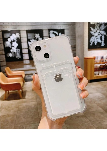 14 Şeffaf Kartlıklı Antishock Darbeye Dayanıklı Kamera Korumalı Yumuşak Silikon Kılıf (Şeffaf)