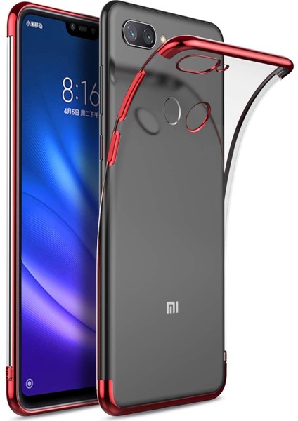 Xiaomi Mi 8 Lite Kılıf Skyfall Transparent Clear Kırmızı