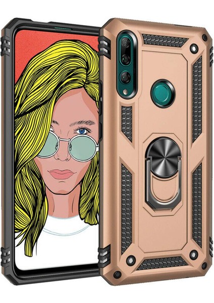 Huawei Y9 Prime 2019 Kılıf Military Ring Holder Gold