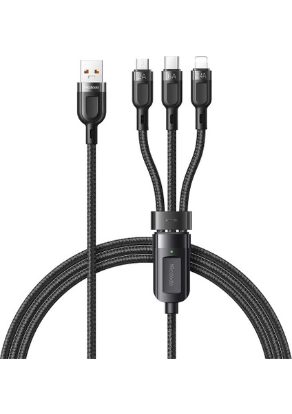 CA-0930 65W 3in1 Hızlı Şarj Data Kablosu 6A 1.2m-Siyah