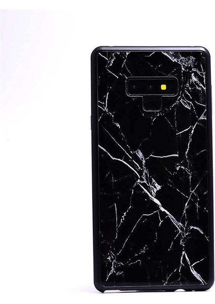 Samsung Galaxy Note 9 ile Uyumlu Mermerli Devrim Siyah Cep Telefonu Kılıfı