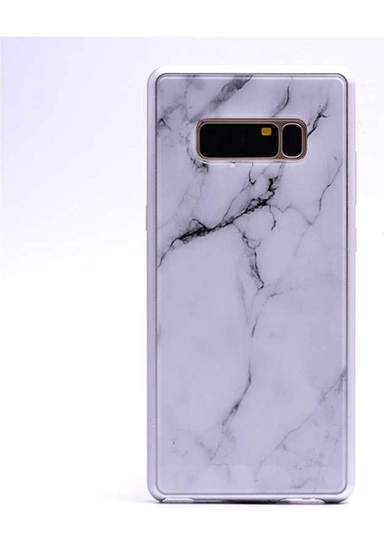Samsung Galaxy Note 8 ile Uyumlu Mermerli Devrim Beyaz Cep Telefonu Kılıfı