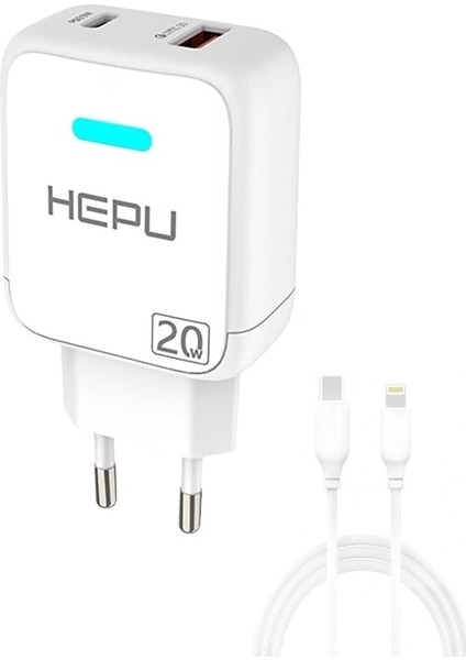 20 W Pd Girişli 3.0 Qualcomm Hızlı Şarj Aleti Type-C Kablo Çift Çıkışlı Fast Charger Samsung Huawei Xiaomi Uyumlu HP619