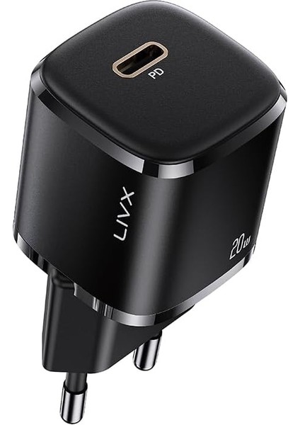 Rapid 20W iPhone Usb-C Type C Mini Pd Hızlı Şarj Cihazı Güç Adaptörü Tip C Siyah Tüm Seriler ile Uyumlu 7 8 x 11 12 13 14 Pro Max L23