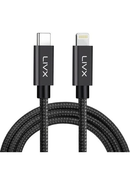 Horizontal 20W Type C To Lightning iPhone iPad Hızlı Şarj ve Data Kablosu Space Gray 2 Metre Ipblt-01