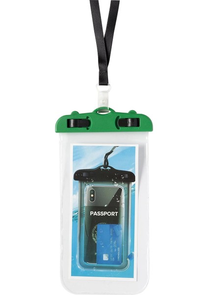 Su Geçirmez Cep Telefonu Kılıfı Yeşil Tüm Telefonlara Uygun (7 Inçe KADAR)%100 Waterproof