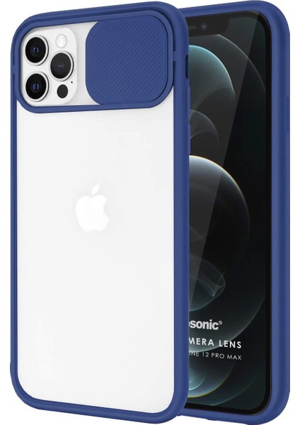Apple iPhone 12 Pro Max Kılıf Slide Camera Lens Protection Lacivert