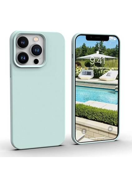 Iphone 12 Pro Max ile Uyumlu Yumuşak ve Pürüzsüz Silikon Dış Yüzey, Iç Kısmı Kadife Dokulu Lansman Liquid Silikon Kılıf (Su Yeşili)