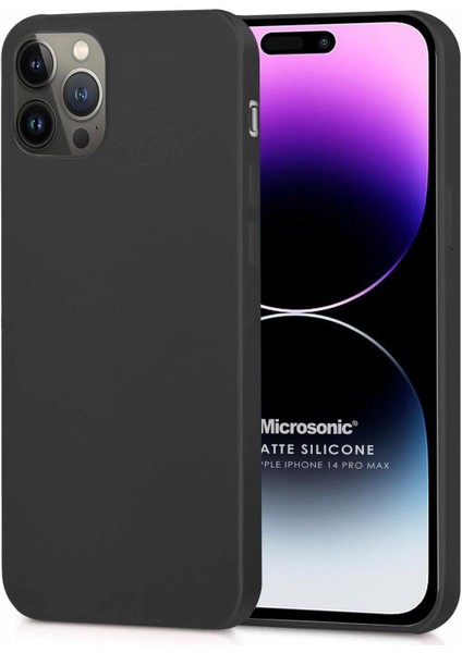 Matte Silicone Apple iPhone 14 Pro Max Için Kılıf Siyah [iphone 14 Pro Max ile Uyumlu Kılıf - Siyah]