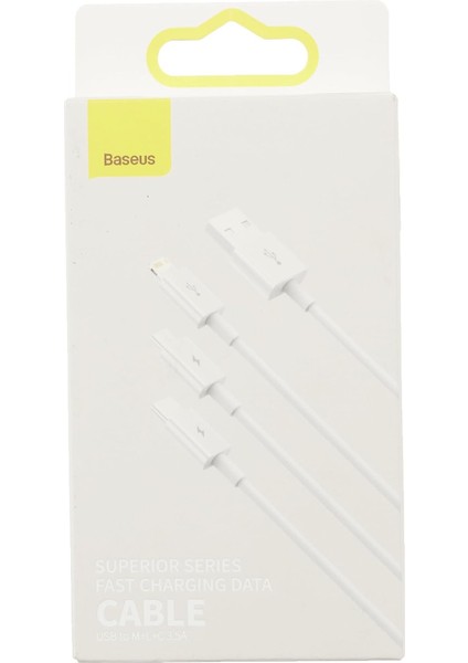 Superior Hızlı Şarj Özellikli USB To M+L+C 3.5A Kablo 0.5m.-Beyaz