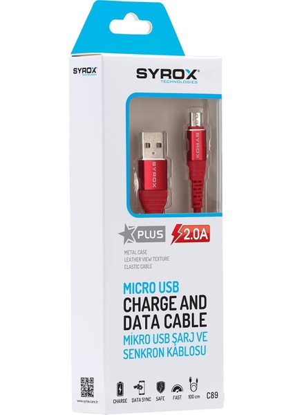 C89 2,0 Mah S6/s7 1.1 mt Metal Mikro Kablo