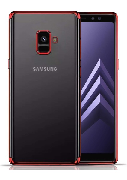 Samsung Galaxy A8 Plus 2018 Kılıf Skyfall Transparent Clear Kırmızı