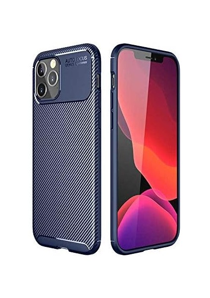 Apple iPhone 13 Pro Ile Uyumlu Kılıf, Karbon Delüx Tpu Silikon, Lacivert