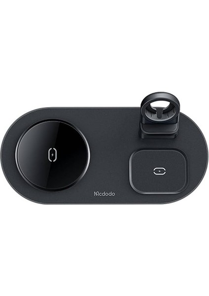 CH-7063 3in1 15W Çoklu Magsafe Kulaklık Saat ve Telefon Şarj Stand Siyah