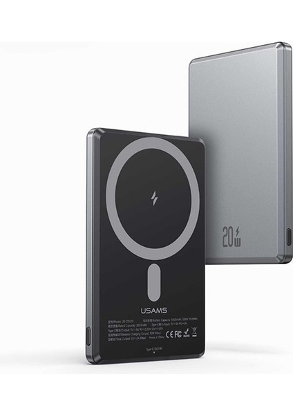 Kablolu Kablosuz Şarj Mıknatıslı Magsafe Ultra Slim Alüminyum 5000MAH 20W Powerbank CD220PD