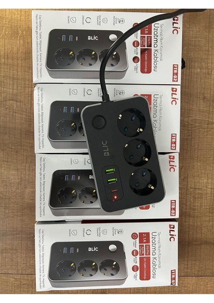 Termal Akım Korumalı 3 Priz / 2 USB / 1 Type-C Girişli 2m Kablolu Üçlü Piriz fiyatları