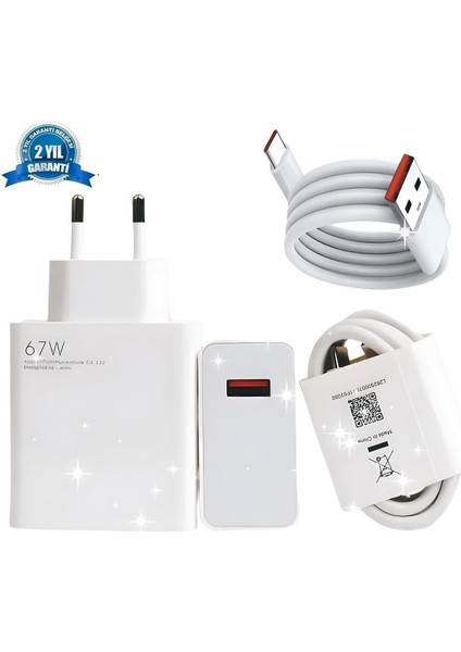 67W (Watt) Turbo Şarj Aleti Cihazı Adaptörü Kablo (Set) %100 Turbo