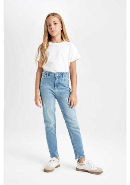 Kız Çocuk Skinny Fit Yırtık Detaylı Dar Paça Cepli Jean Pantolon C9483A824AU fiyatları