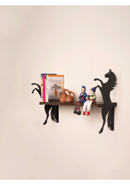 Şahlanan At Desenli Dekoratif Raf Ayağı ve Masif Raf I 60 cm I 001 I Ham fiyatları