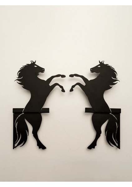 Şahlanan At Desenli Dekoratif Raf Ayağı ve Masif Raf I 60 cm I 001 I Ham modelleri