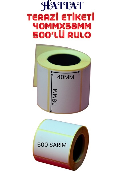 Terazi Etiketi 40MM x 58MM 500'LÜ Termal Rulo Etiket Dayanıklı Net Baskı