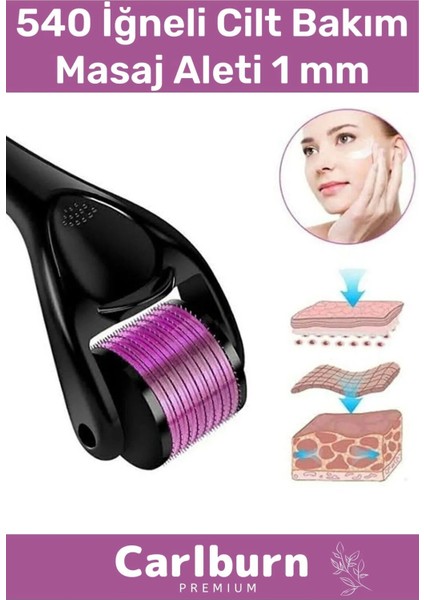 Özel Üretim Derma Roller Titanyum Uçlu 540 Iğneli Cilt Bakım Vücut Yenileme Masaj Aleti 1 mm
