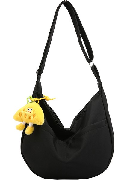 Yeaın Çapraz Askılı Çanta Taşınabilir Yüksek Kaliteli Aşınmaya Dayanıklı Kanvas Kumaş Düz Renk Basit Stil, Siyah (Yurt Dışından)