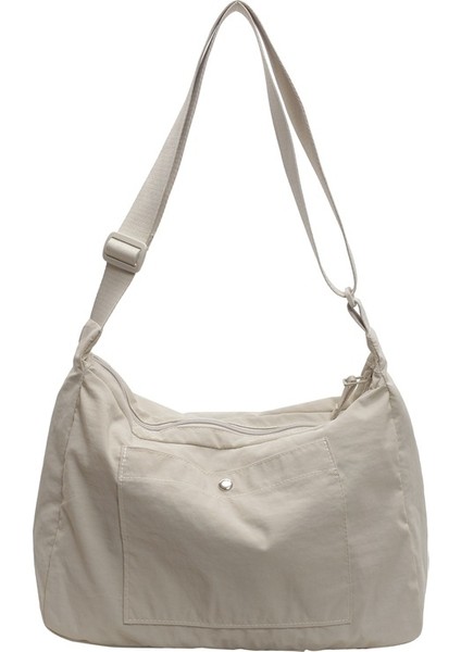 Yeaın Çapraz Askılı Çanta Taşınabilir Yüksek Kaliteli Aşınmaya Dayanıklı Naylon Kumaş Sade Stil, Bej (Yurt Dışından)