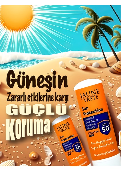 Jaune Vaste Lip Balm Sun Protection SPF50 Yoğun Besleyici Güneş Koruyucu Dudak Bakım Stick 5g