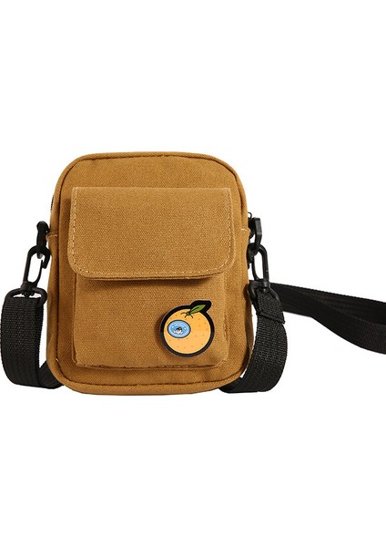 Yeaın Çapraz Askılı Çanta Taşınabilir Yüksek Kaliteli Kanvas Kumaş Düz Renkli Mini Stil, Kahverengi (Yurt Dışından)