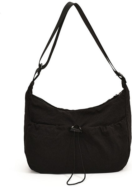 Yeaın Çapraz Askılı Çanta Taşınabilir Yüksek Kaliteli Tuval Malzemesi Düz Renk Basit ve Rahat Stil, Siyah (Yurt Dışından)