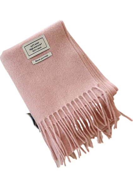 Yeni% 100 Yün Düz Renk Eşarp Kadın High-End Anlamda Moda Çok Yönlü Çift Püskül Şal Eşarp (Yurt Dışından)