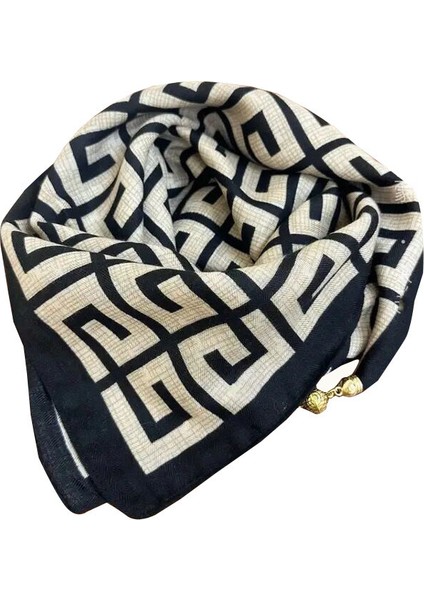 Yeni 65 Kare Eşarp Manyetik Toka Kadın Baskılı Ipek Pamuklu Eşarp, Üçgen Eşarp, Şık ve Çok Yönlü Ipek Eşarp (Yurt Dışından) modelleri