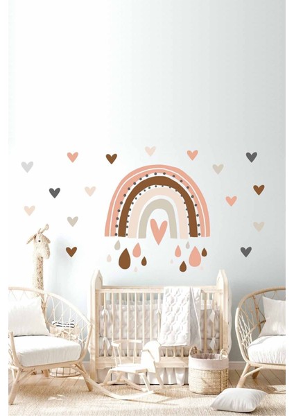 Çocuk ve bebek odası renkli gökküşaklı duvar sticker seti, 5+ parça, çok renkli, düz desen