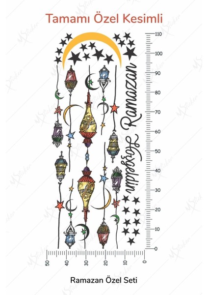 Hoşgeldin Ramazan Renkli Fener Sarkıt Cam Duvar Dekorasyon Sticker Seti fırsatları