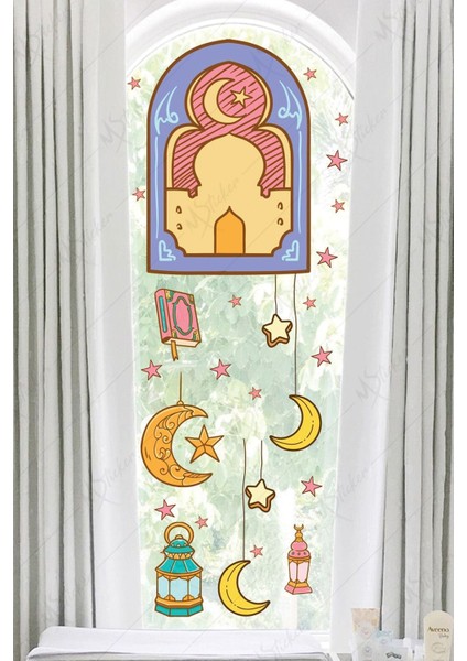 Ramazan Fener Ay Yıldızlar Cam Duvar Dekorasyon Sticker Seti Ramazan Süsü Ramazan Süslemesi fırsatları