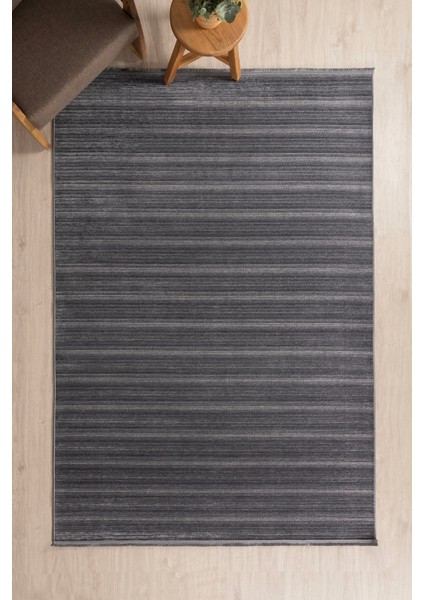 Stripe Antrasit Kilim Kaymaz Taban Salon Oturma Odası Antre Halısı 33010A