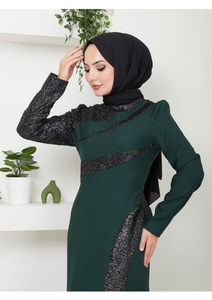 Ayşe Melek Tasarım Kadın Giyim Abiye Moda Pul Detaylı Balık Elbise 2710