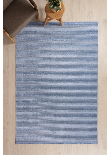 Koza Halı Stripe Mavi Kilim Kaymaz Taban Salon Oturma Odası Antre Halısı 33013A