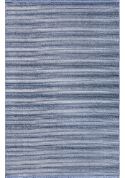 Stripe Mavi Kilim Kaymaz Taban Salon Oturma Odası Antre Halısı 33013A