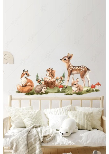 Ormanda Ceylan ve Arkadaşları Temalı Çocuk Odası Sticker Seti, Renkli ve Eğlenceli Dekorasyon