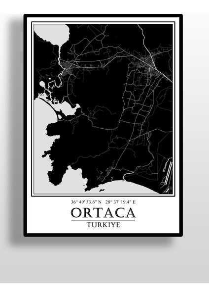 Ortaca Şehir Haritası Çerçevesiz Poster-Harita Sanatı, fiyatları