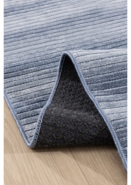 Stripe Mavi Kilim Kaymaz Taban Salon Oturma Odası Antre Halısı 33013A modelleri