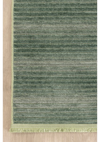 Stripe Yeşil Kilim Kaymaz Taban Salon Oturma Odası Antre Halısı 33011A