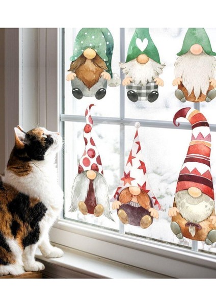 Sevimli Renkli 6'lı Cüceler Çocuk Odası Cam Duvar Sticker Seti