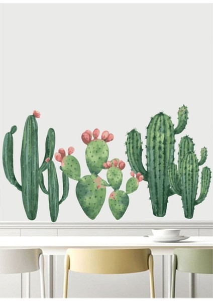 Renkli Kaktüs Duvar Sticker, şık ve eğlenceli dekor, çocuk odası için ideal.