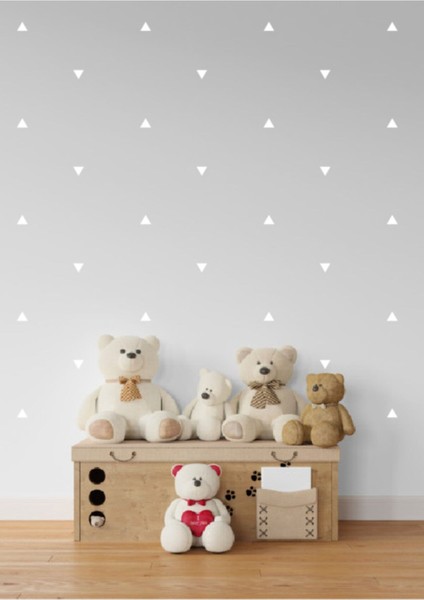 Beyaz Üçgen Duvar Sticker Seti, 240 adet, 3 cm, çocuk ve çalışma odası dekoru